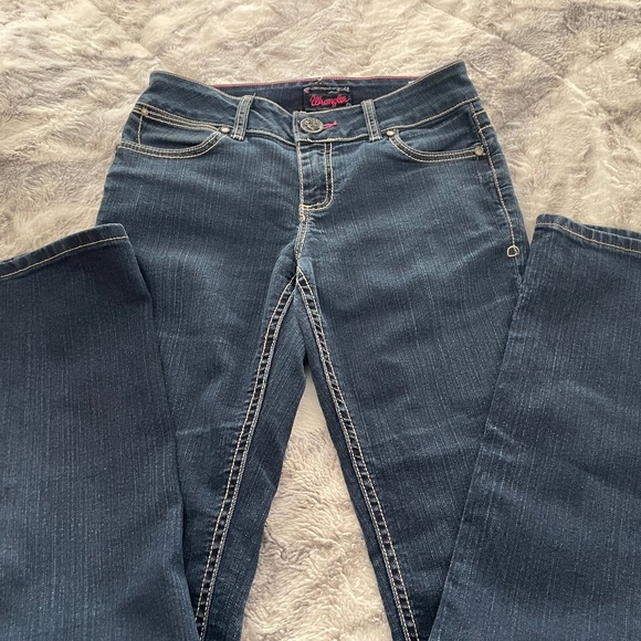 VINTAGE WRANGLER JEANS ,RED STITCHING, S3/4 x34 - Picture 7 of 12